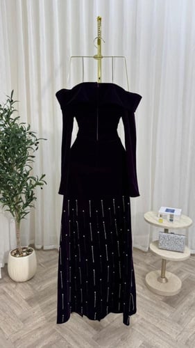 فستان شتوي اكمام ليلكي