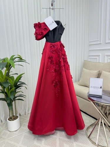 فستان سهره تفته مع ميكادو ورد مطرز