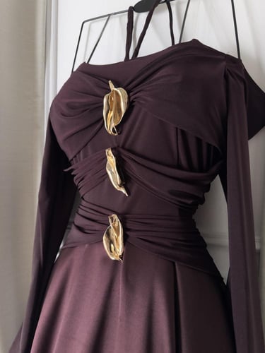 فستان ميكادو تدخيله كرستال استرتش دبل كلوش