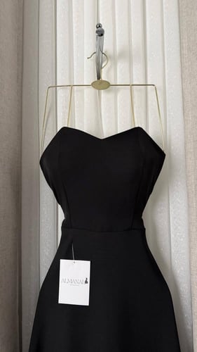 فستان ناعم اسود قطعتين توب مطرز