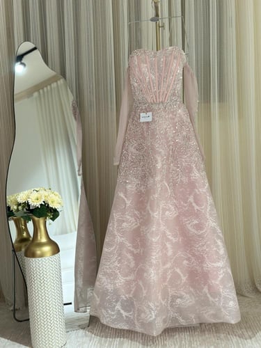 فستان سهره بينك كلفه تطريز