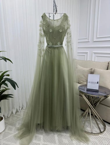 فستان سهره تل تطريز ورد