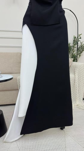 فستان كريب باربي اسود وابيض