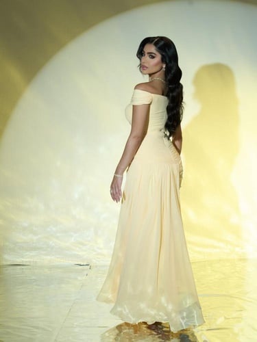 فستان ليموني شيفون مبطن استرتش