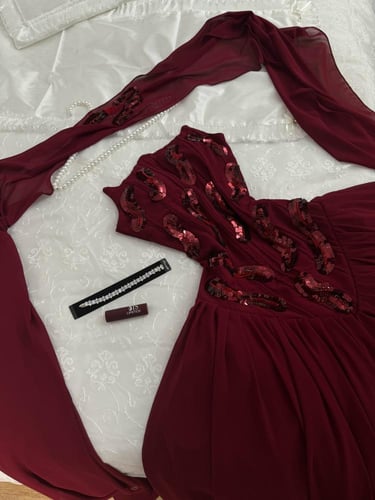 فستان ناعم شيفون دبل كلوش جيبون