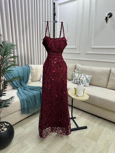 فستان شك برغندي شك ترتر