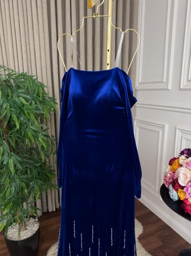 فستان مخمل نيلي