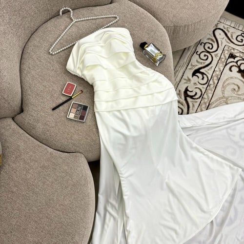 فستان ناعم ابيض سترتش