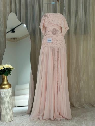 فستان سهره شيفون اكمام اوف شولدر