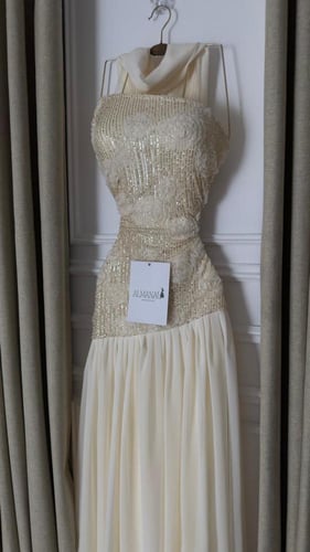 فستان سهره سكري مع شال