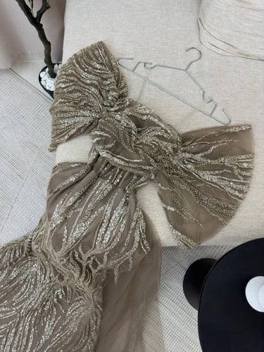 فستان تل كوري اصلي مطرز بخرز