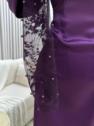 فستان بنفسجي قماش تفته سترتش