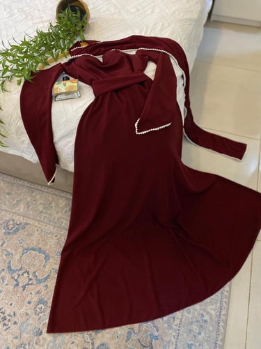 فستان ناعم كريب عنابي