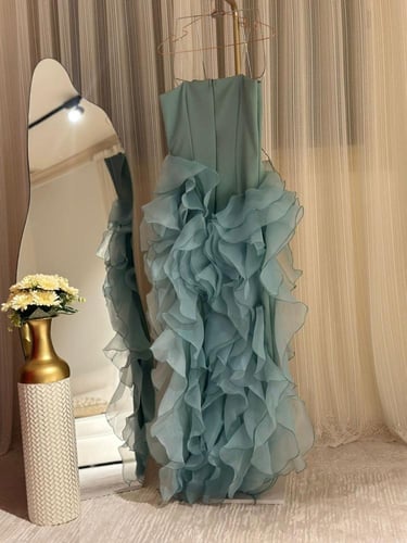 فستان تيفاني صدر كريب باربي وكلوش اورجنزا