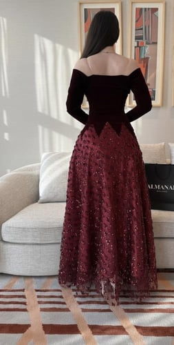 فستان شتوي اوف شولدر عودي