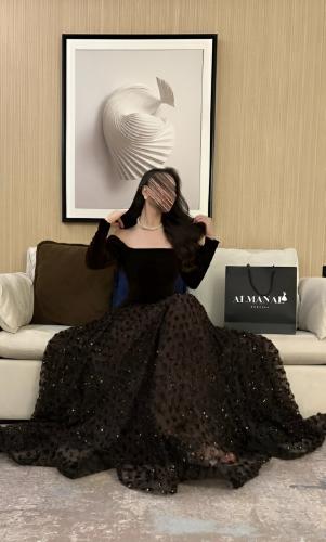 فستان شتوي اوف شولدر بني