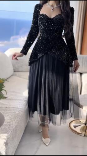 فستان سهره ترتر مع تل