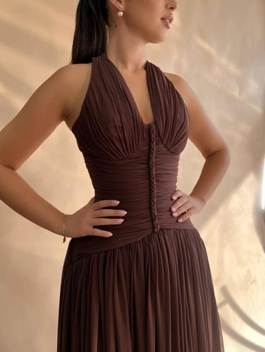 فستان ناعم بني جورجيت