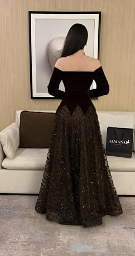 فستان شتوي اوف شولدر بني