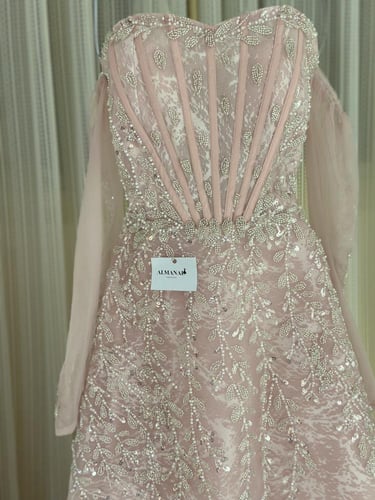 فستان سهره بينك كلفه تطريز