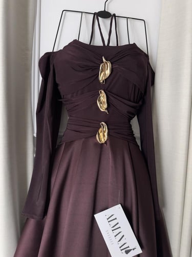 فستان ميكادو تدخيله كرستال استرتش دبل كلوش