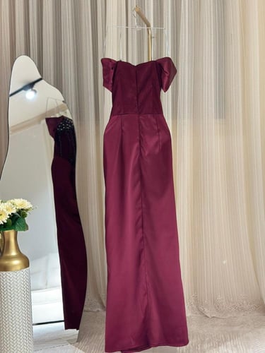 فستان سهره كورسيه تفته مع دانتيل تطريز