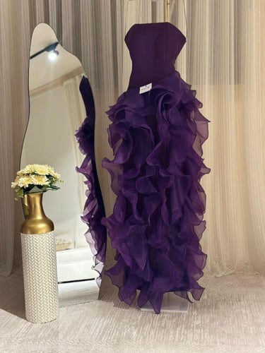 فستان موف صدر كريب باربي وكلوش اورجنزا