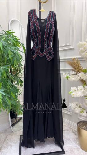 فستان أسود شيفون مطرّز