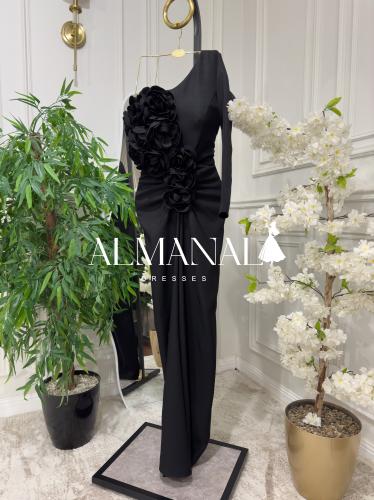 فستان اسود كم واحد كريب باربي