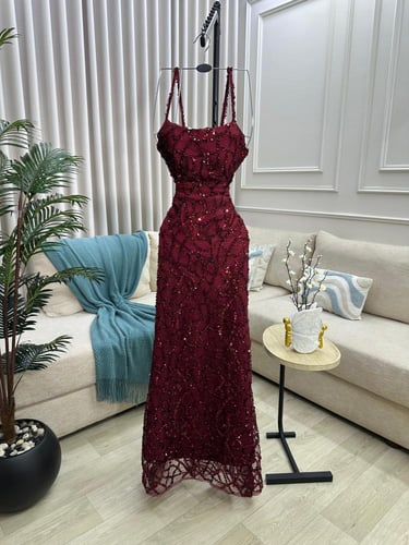 فستان شك برغندي شك ترتر