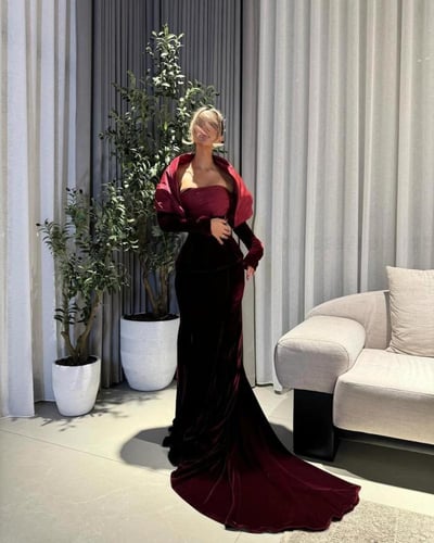 فستان سهره مخمل ذيل شانطون