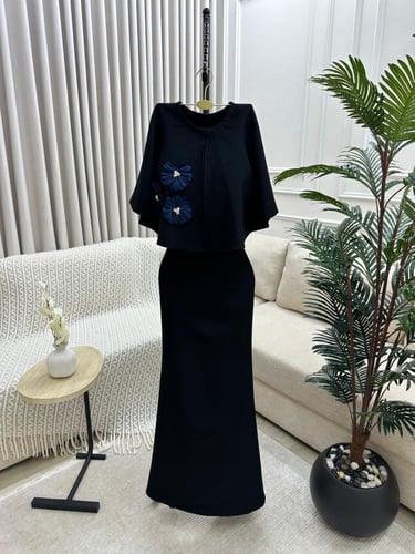 فستان ناعم اسود باربي مطرز