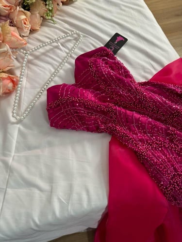 فستان سهره راقي مطرز مبطن تفته