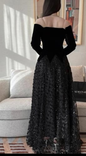 فستان شتوي اوف شولدر اسود