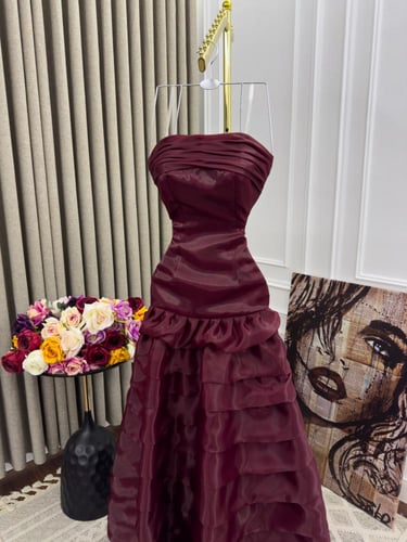 فستان ناعم برغندي