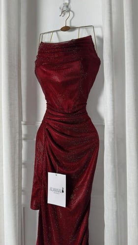 فستان سهره عنابي فصوص زركون