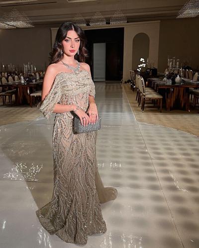 فستان تل كوري اصلي مطرز بخرز