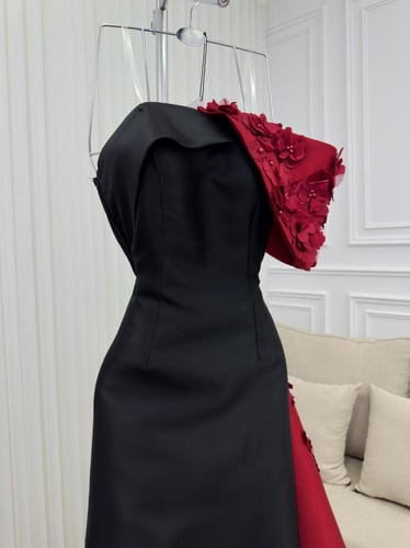 فستان سهره تفته مع ميكادو ورد مطرز