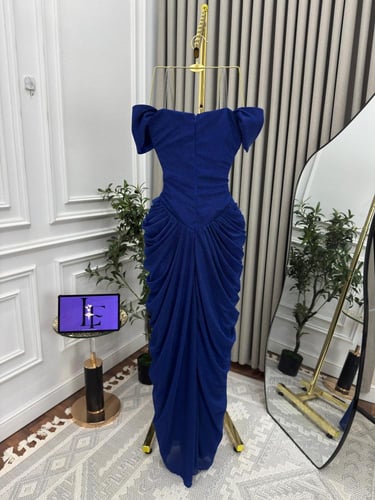 فستان ناعم نيلي لمعه