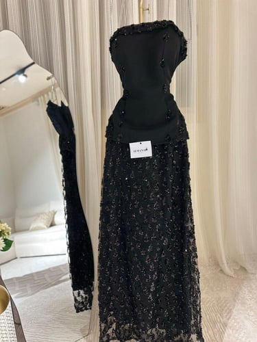 فستان سهره اسود تفته وكلفه ترتر