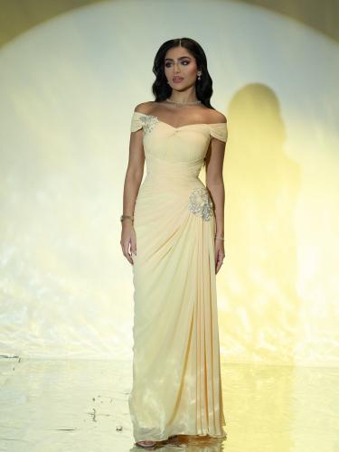 فستان ليموني شيفون مبطن استرتش