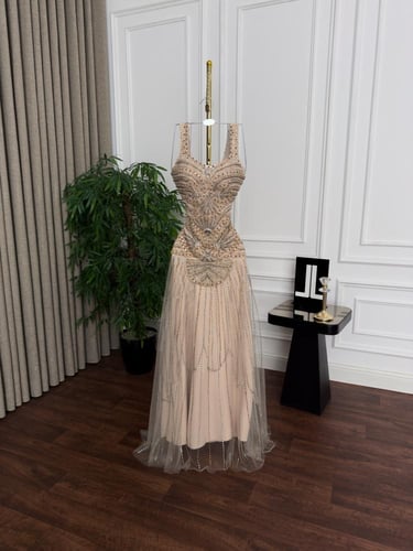 فستان سهره تل تطريز يدوي