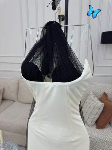 فستان لكرا كريب استرتش تل اسود