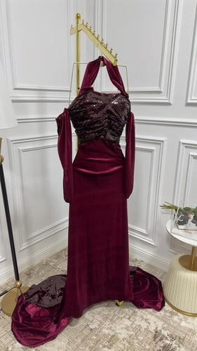 فستان قطيفي ترتر استرتش