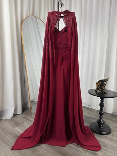 فستان سهره جورجيت وشال مطرز