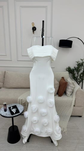 فستان كريب باربي ورود اورجنزا