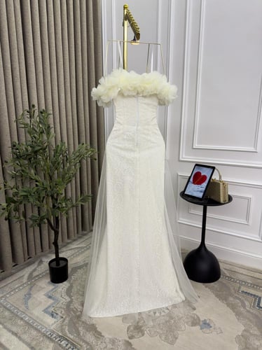 فستان سكري خامه دانتيل