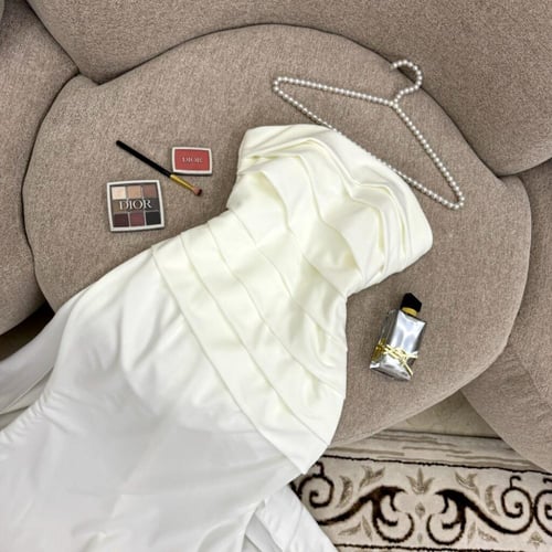 فستان ناعم ابيض سترتش