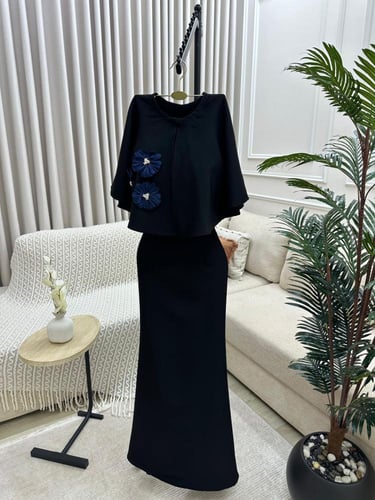 فستان ناعم اسود باربي مطرز