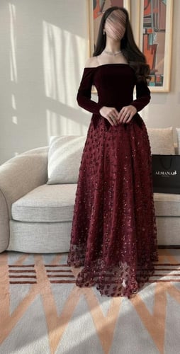 فستان شتوي اوف شولدر عودي